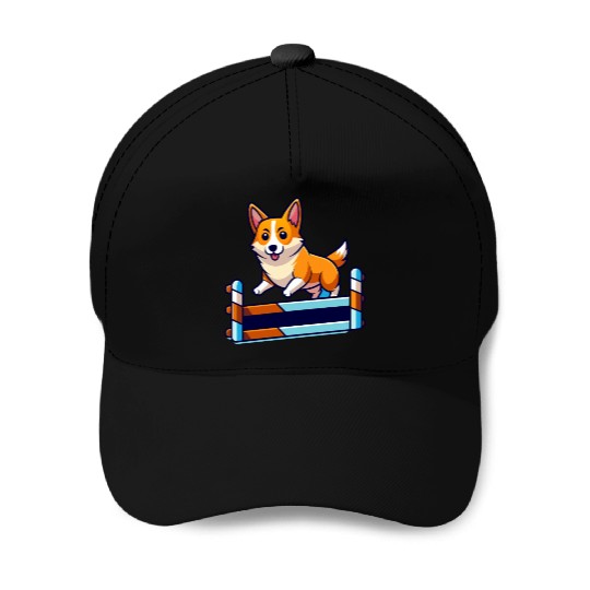 Determined Corgi Agility Course Art Baseball Caps