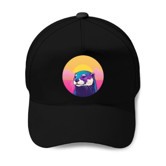 Synthwave Otter 1 Baseball Caps