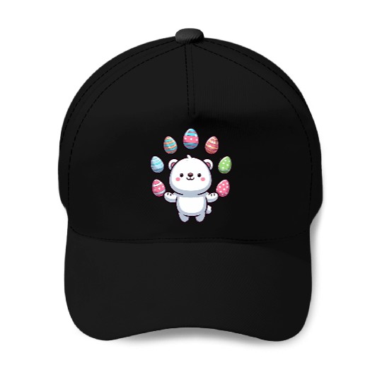 Cartoon Polar Bear Easter Egg Design Baseball Caps