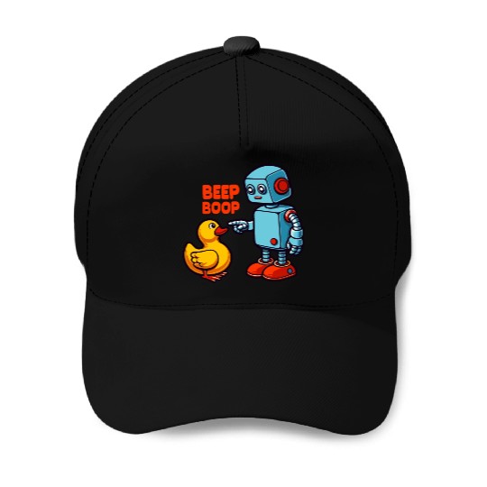 Beep Boop Robot With Duck Baseball Caps