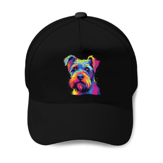 Watercolor Colorful Standard Schnauzer Baseball Caps