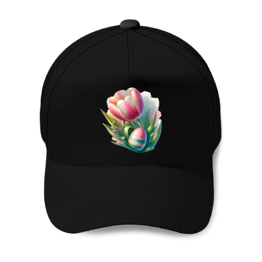 Spring Colorful Tulip With Easter Egg Baseball Caps