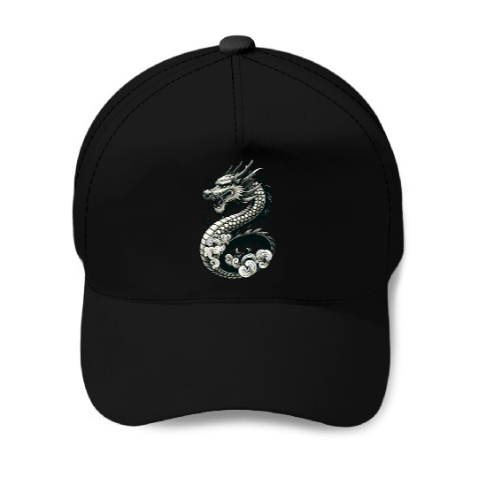 Moonlit Serenity of the Silver Dragon Baseball Caps