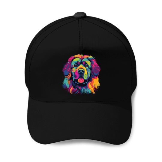 Watercolor Colorful Tibetan Mastiff Baseball Caps