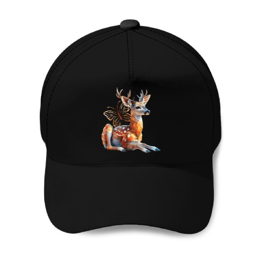 Deer Butterfly Baseball Caps