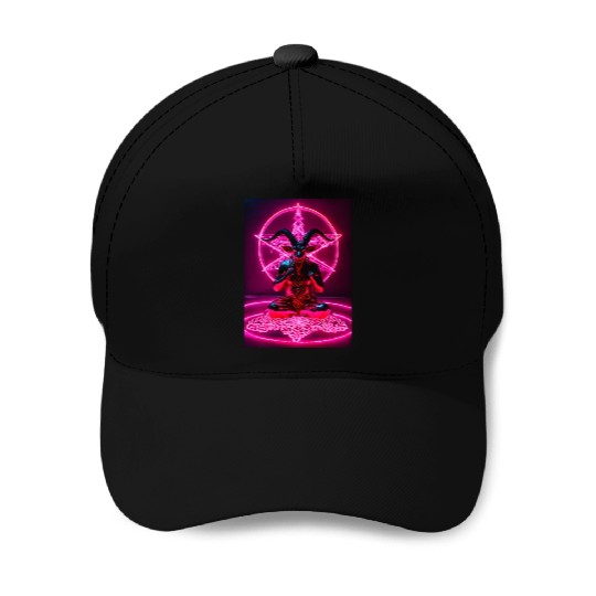 Baphomet made of diamonds and glitter neon light Baseball Caps