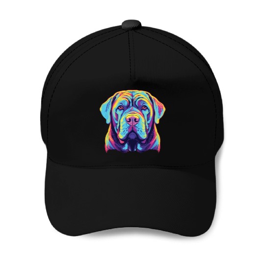 Watercolor Colorful Neapolitan Mastiff Baseball Caps