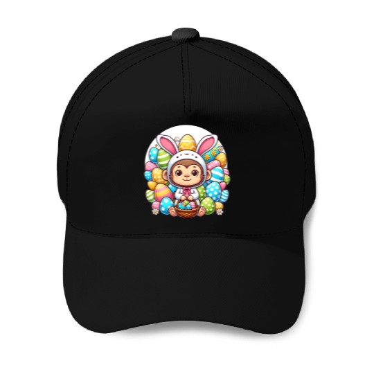 Easter Monkey in Bunny Costume Baseball Caps