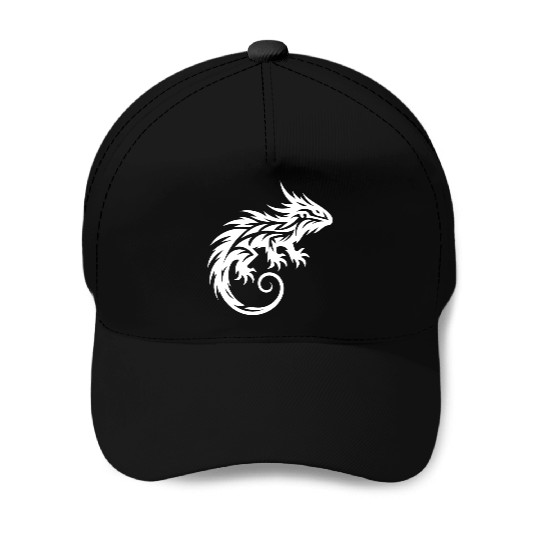 Shaggy Bearded Dragon Tribal Dragon Tattoo Baseball Caps