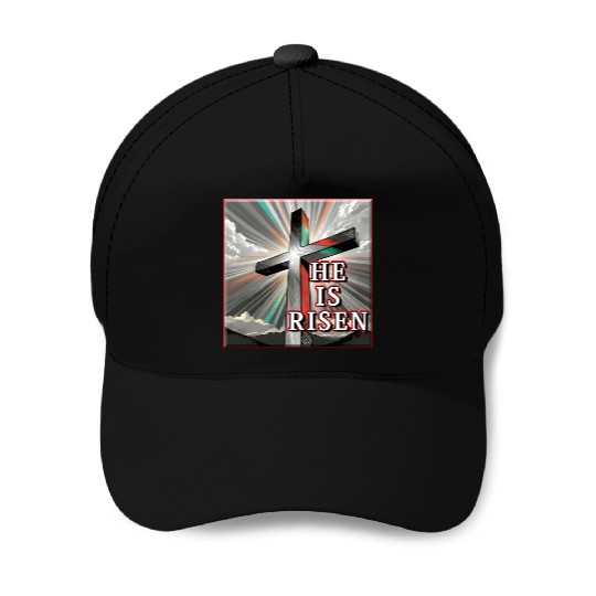 Cross, He is Risen - 2 Baseball Caps