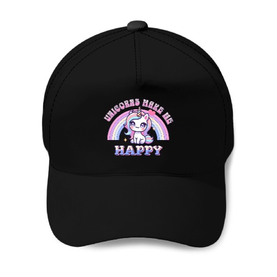 Unicorns Make Me Happy Unicorn-Lover Pastel Baseball Caps