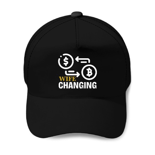 Black and Gold Wife Changing - Bitcoin Baseball Caps