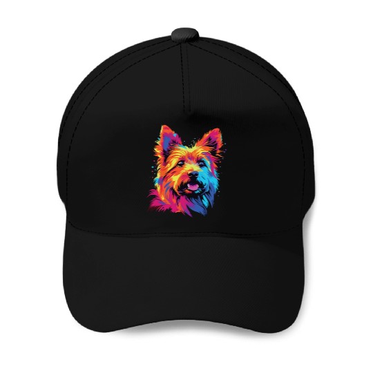 Watercolor Colorful Australian Terrier Baseball Caps