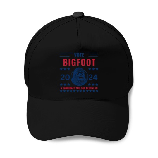 Vote Bigfoot, Funny 2024 Election- Funny Bigfoot Baseball Caps