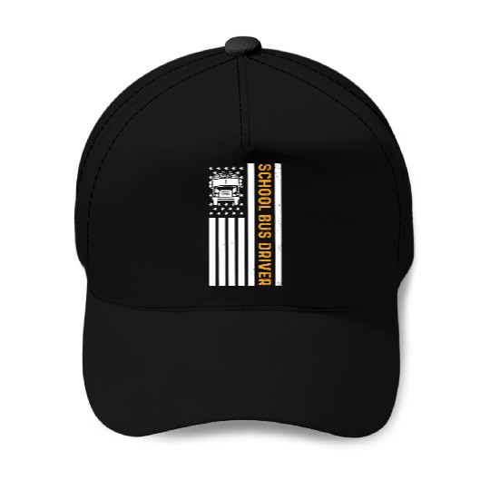 School Bus Driver American Flag School Bus Driver Baseball Caps