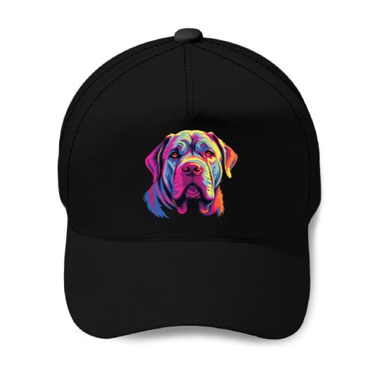 Watercolor Colorful Neapolitan Mastiff Baseball Caps
