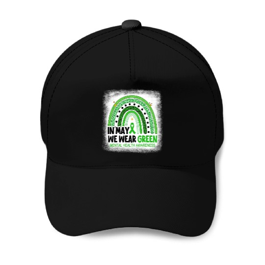 Rainbow Green Mental Health Awareness Baseball Caps