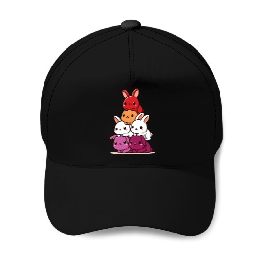 Bunnies Lesbian Flag Pride Month Cute Bunnies Baseball Caps