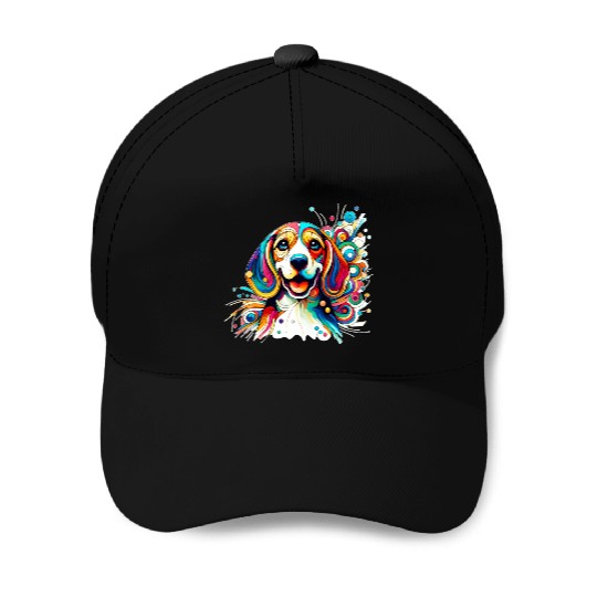 Сheerful abstract beagle Baseball Caps