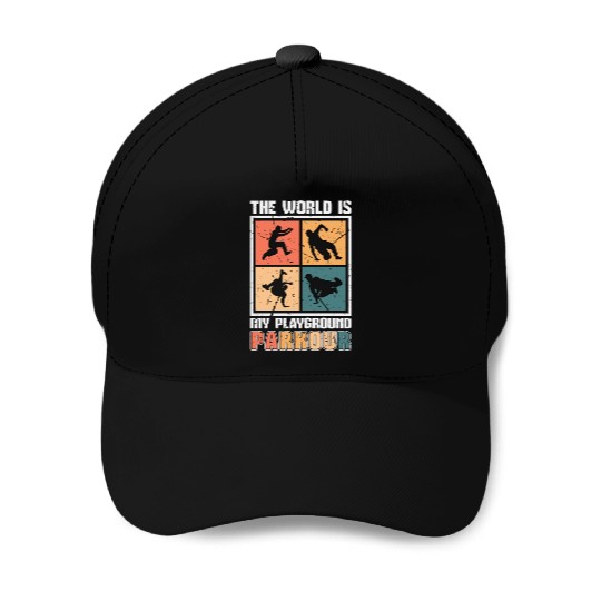 Parkour The World Is My Playground Retro Running Baseball Caps
