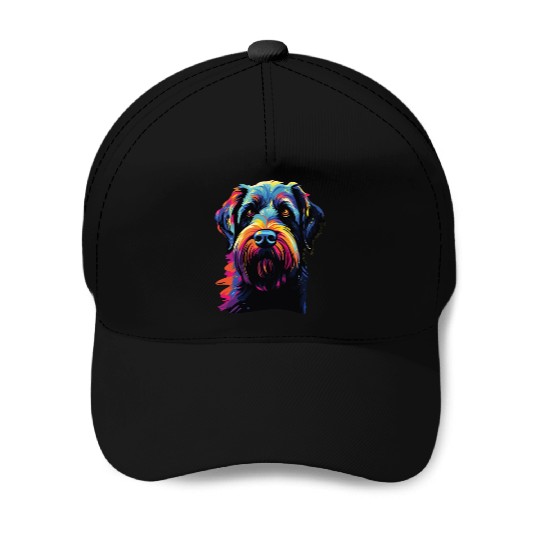 Watercolor Colorful Giant Schnauzer Baseball Caps
