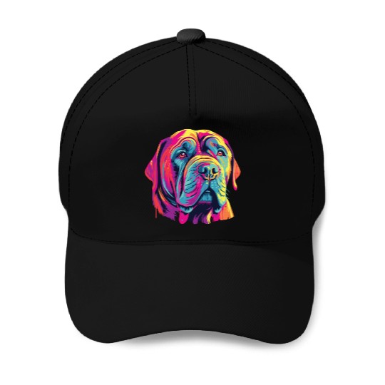Watercolor Colorful Neapolitan Mastiff Baseball Caps