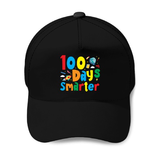 100th Day of School 100 Days Smarter Books Space Baseball Caps