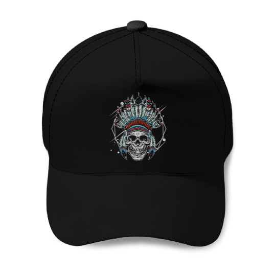 Indigenous Native American Skull Head Baseball Caps
