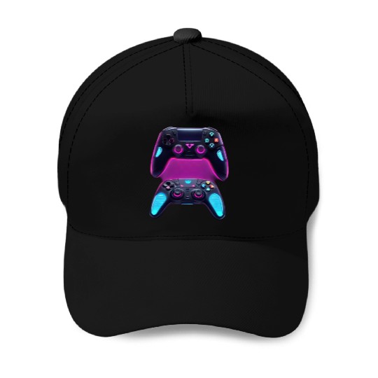 GlowTech Threads: Futuristic Gaming Controller Shi Baseball Caps