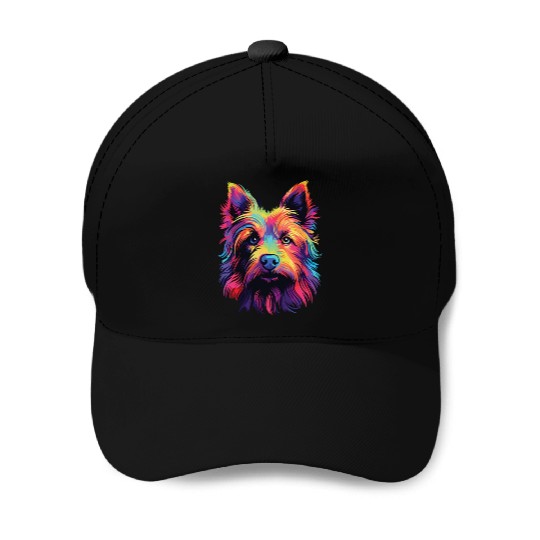Watercolor Colorful Australian Terrier Baseball Caps