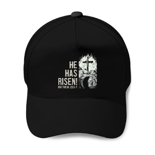 He Has Risen Christ Bible Verse Tomb Cross Baseball Caps