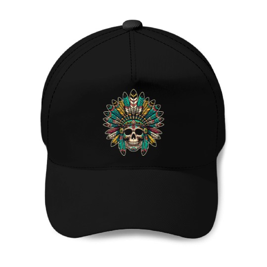 Indigenous Native American Skull Head Baseball Caps