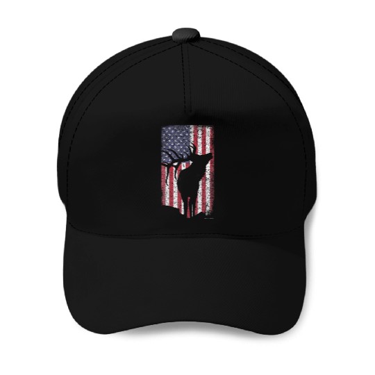 Elk Hunting Bugling Bull US Flag American Baseball Caps