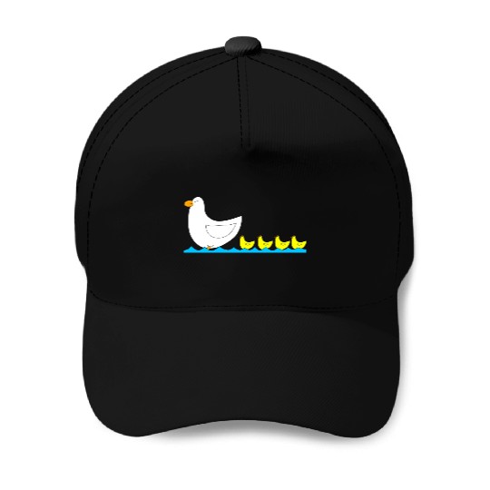 Duck with ducklings Baseball Caps