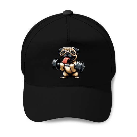 Pug Workout: Fun Dumbbell Training Baseball Caps