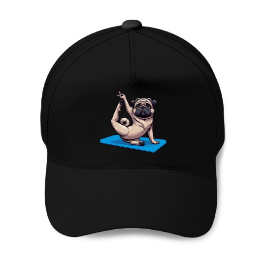 Funny Pug: Yoga & Quirky Meditation Baseball Caps
