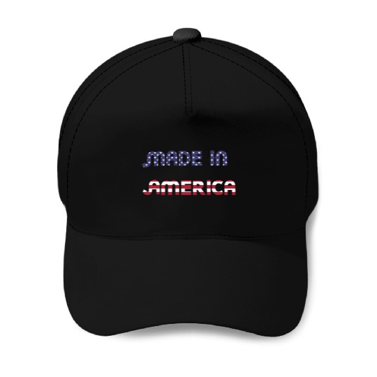 Made in America American Flag Font Funny Patriotic Baseball Caps