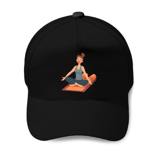Joyful Yoga Moment Meditation Pose Baseball Caps