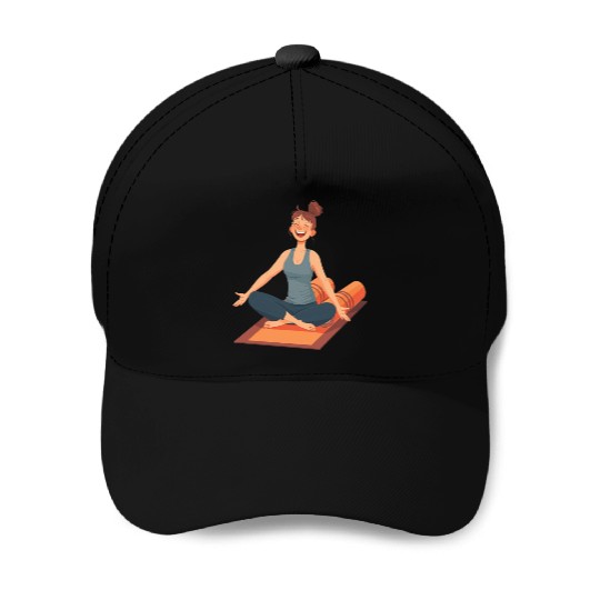 Joyful Yoga Moment Meditation Pose Baseball Caps