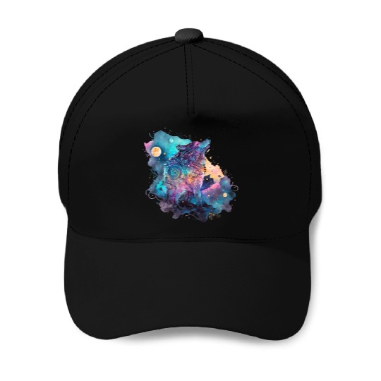 Wolf Print, Cosmic Wolves, Animal Print, Cosmos Baseball Caps