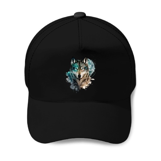 Wolf Print, Cosmic Wolves, Animal Print, Cosmos Baseball Caps