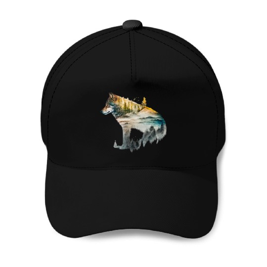 Wolf Print, Cosmic Wolves, Animal Print, Cosmos Baseball Caps
