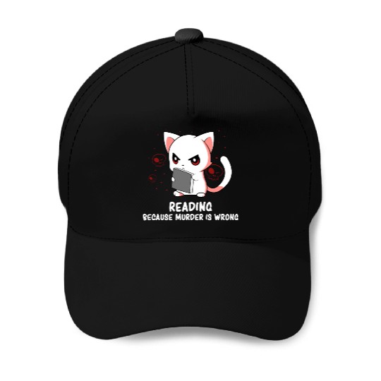 Reading - Reading Cat - Dark Humor - Reading Book Baseball Caps