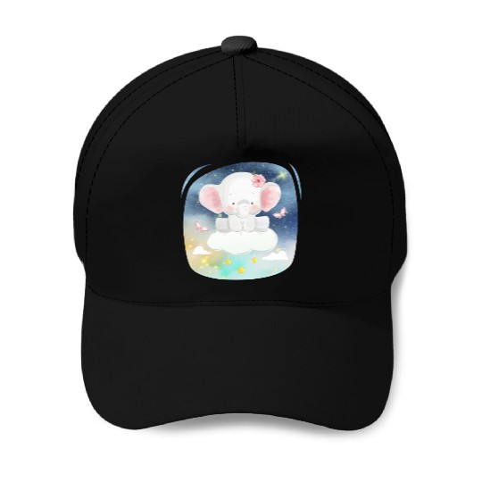 Baby Elephant Ride Up To Sky Using Cloud Excited Baseball Caps