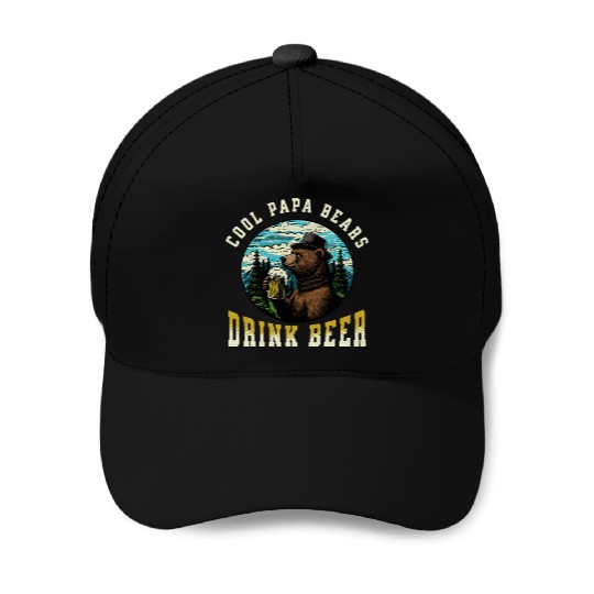 Cool Papa Bears Drink Beer Baseball Caps