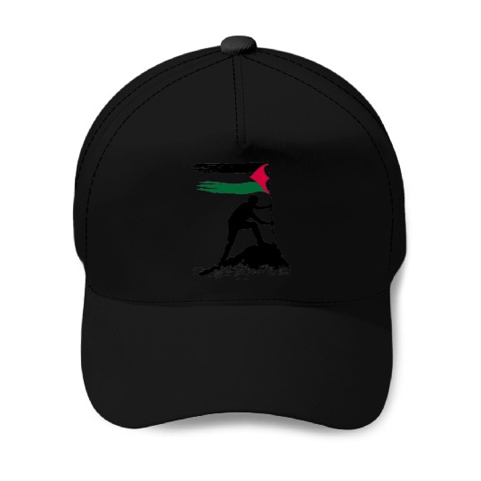 free palestine standing flag silhouette Baseball Caps