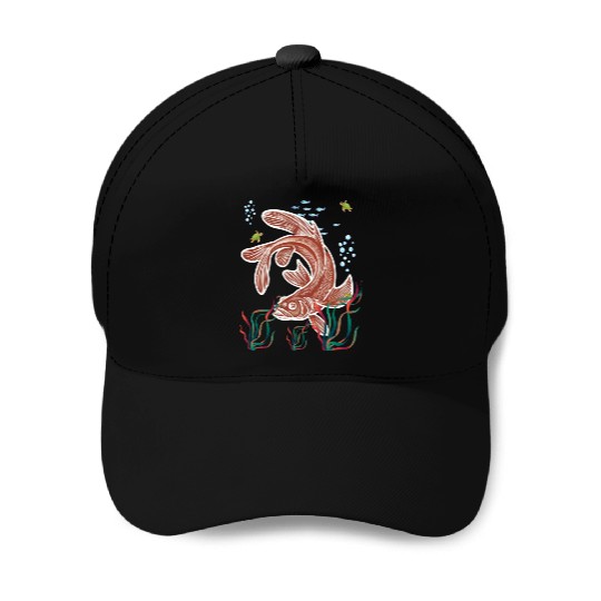 Cat Fish Baseball Caps