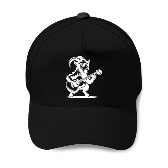 Goat Guitarist Band Design In White Baseball Caps