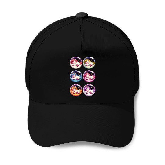 Unicorn sticker set Baseball Caps