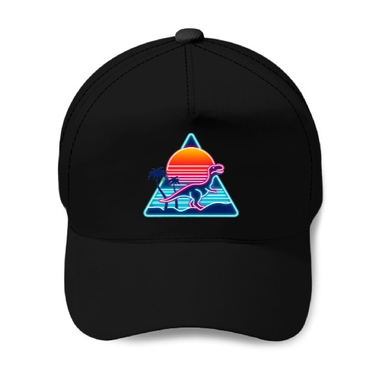 Retro dinosaurs in the 80s triangle Baseball Caps